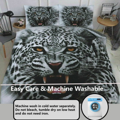 Angry Snow Leopard Bed Set  - 3D Animal Printed SINGLE Beddings Duvet Cover + Matching Pillowcases