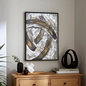 Angularis Black and Gold Hand-Painted Canvas