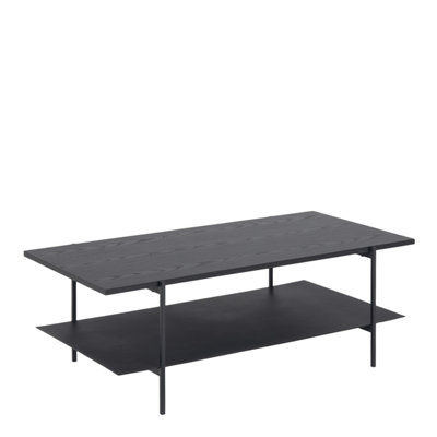 Angus Coffee Table in Black & Powder-Coated Metal Legs
