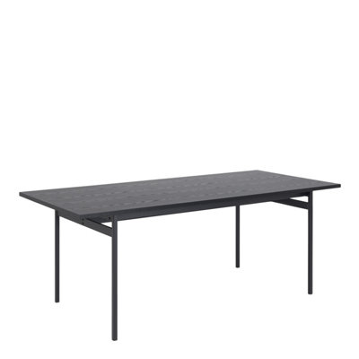 Angus Dining Table in Black & Powder-Coated Metal Legs