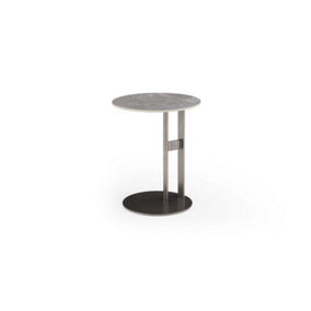Angus Round Sintered Stone Side Table - L45 x W45 x H54 cm
