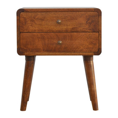 Ani Curved Chestnut Bedside Table