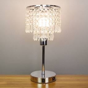 Anika Crystal Chandelier Lamp in Silver