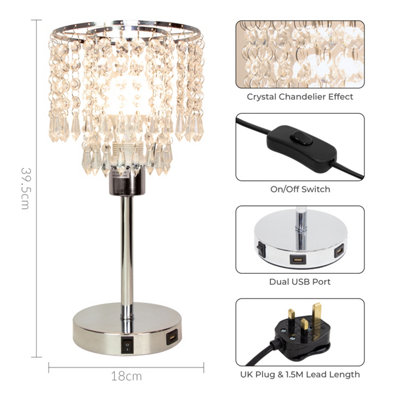 Anika Crystal Chandelier Lamp in Silver - 3