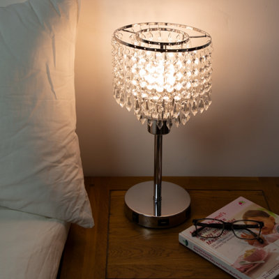 Anika Crystal Chandelier Lamp in Silver - 8