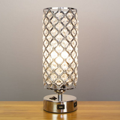 Anika Crystal Duel USB Lamp in Silver