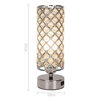 Anika Crystal Duel USB Lamp in Silver