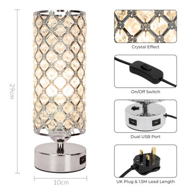 Anika Crystal Duel USB Lamp in Silver - 3
