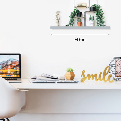 Anika Grey 60cm Floating Shelf