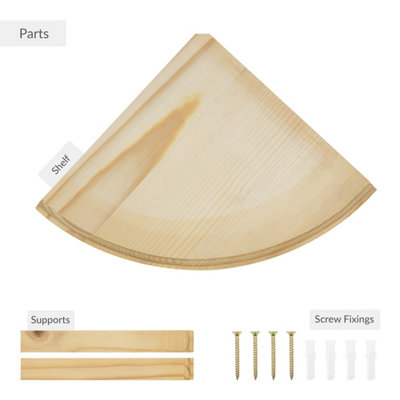 Anika Living Compact Wooden Floating Corner Shelf