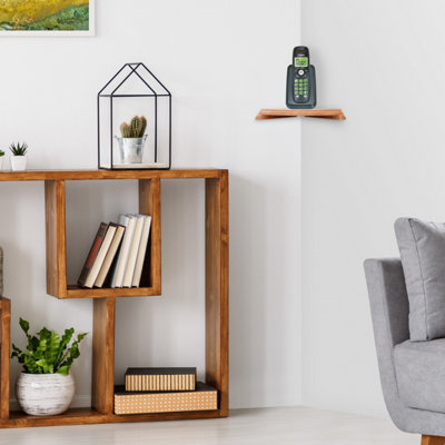 Anika Living Compact Wooden Floating Corner Shelf