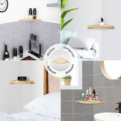Anika Living Large Wooden Floating Corner Shelf