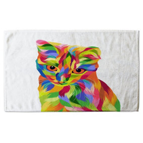 Animal Cat Illustration Pop Art (Bath Towel) / Default Title