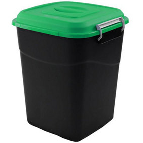 Animal Feed Bin with Clip Lid - 50 Litre - Green Lid