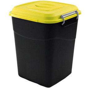 Animal Feed Bin with Clip Lid - 50 Litre - Yellow Lid