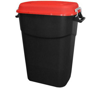 Animal Feed Bin with Clip Lid - 75 Litre - Red Lid