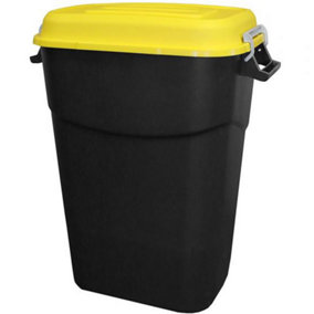 Animal Feed Bin with Clip Lid - 75 Litre - Yellow Lid