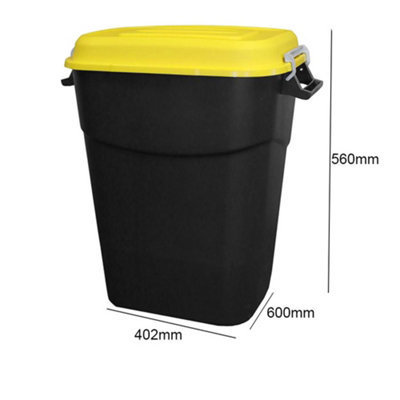 Animal Feed Bin with Clip Lid - 75 Litre - Yellow Lid