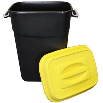 Animal Feed Bin with Clip Lid - 75 Litre - Yellow Lid - 4