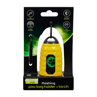 Animal Instincts Flashing Dog Poop Bag Holder and Dispenser LED Yellow ...