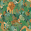 Animal Kingdom Green Children's Wallpaper