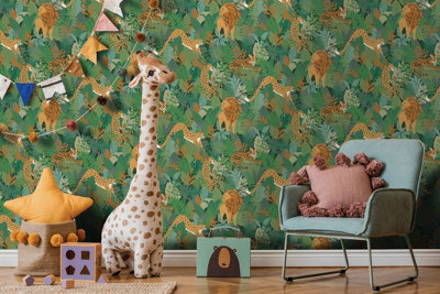 Animal Kingdom Green Children's Wallpaper