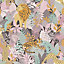 Animal Kingdom Pink Children's Wallpaper