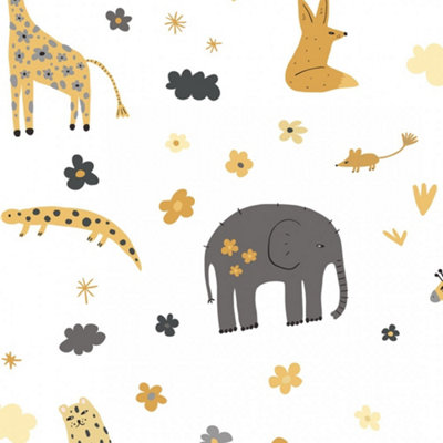 Animal Kingdom Wallpaper In Mustard And Grey