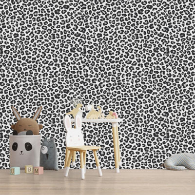 Gray Leopard Print Wallpaper Mural