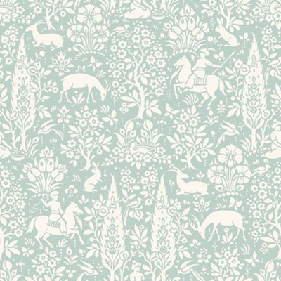 Animal Print Wallpaper Woodland Rabbits Dears Flowers Floral Birds Duck Egg