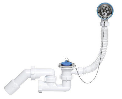 Aniplast Bathtub Drain Waste Trap Set with Strainer Plug and Chain Stainless Steel Bathroom