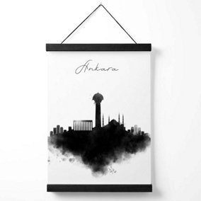 Ankara Watercolour Skyline City Medium Poster with Black Hanger