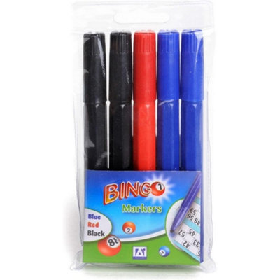 Anker Bingo Marker (Pack of 5) Black/Blue/Red (One Size) DIY at B&Q