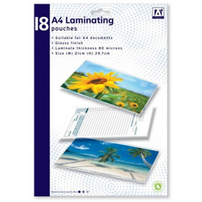 Anker International A4 Laminating Pouches (Pack of 18) Clear (One Size)