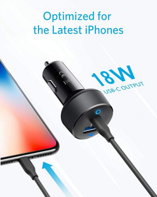 Anker PowerDrive Car Charger Black & Grey Fast and Efficient A2721GF1