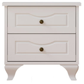 ANNE 2 Drawer White Bedside Table