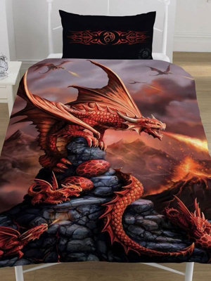 Anne Stokes Fire Dragon Single Duvet Cover and Pillowcase Set