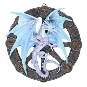 Anne Stokes Yule Resin Dragon Plaque Grey/Blue (One Size)