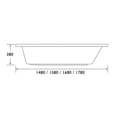 Anne White Super-Strong Acrylic Single Ended Straight Bath (L)1780mm (W)795mm - 3