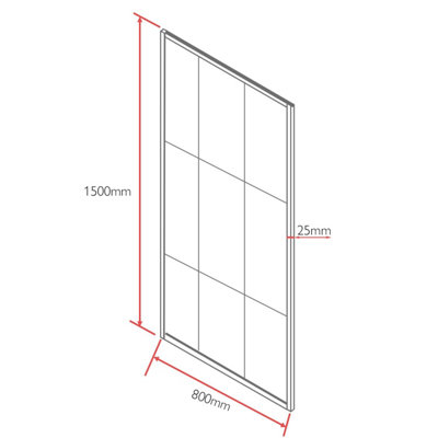 Annecy Black Grid Framed Single Bath Screen (W)800mm (H)1500mm
