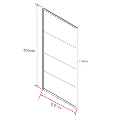 Annecy Black Horizontal Framed Single Bath Screen (W)800mm (H)1500mm