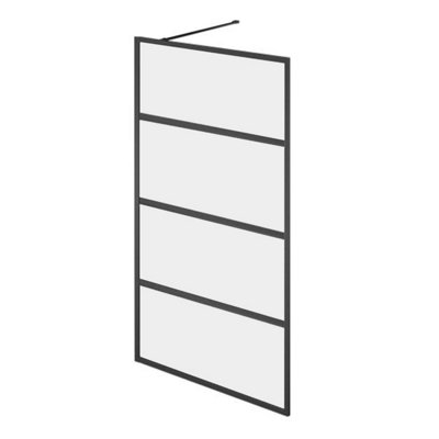 Annecy Black Horizontal Framed Wetroom Fixed Shower Screen (W)680mm