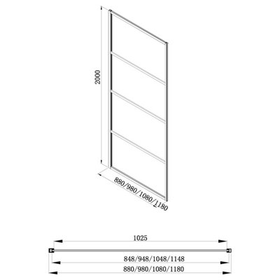 Annecy Black Horizontal Framed Wetroom Fixed Shower Screen (W)880mm