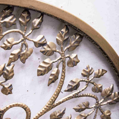 Annibells Gold Tree Of Life Metal Round Wall Art Garden Sculpture ...