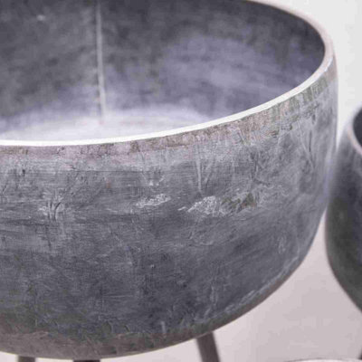 Annibells Hammered Silver Bowl Flower Pots on Tall Legs (13719) - Large