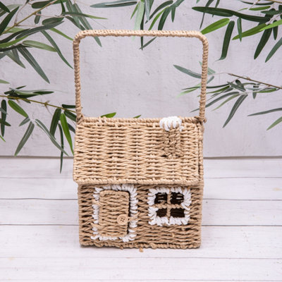 Annibells House Shaped Wicker Storage Basket Toy Box
