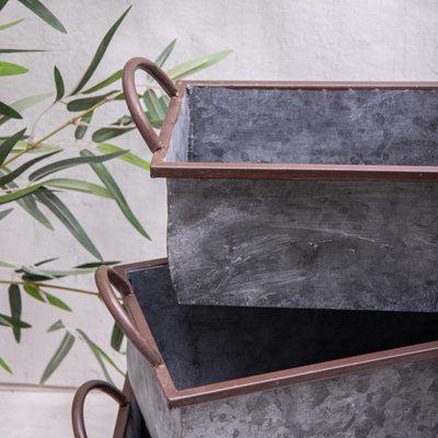 Annibells Large Galvanised Metal Trough Garden Planters Outdoor ...