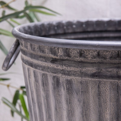 Annibells Large Galvanised Ribbed Metal Bucket Planter (741)
