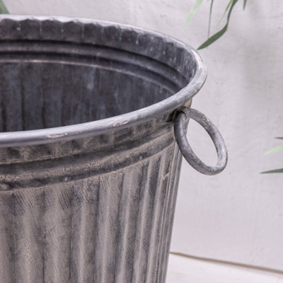 Annibells Large Galvanised Ribbed Metal Bucket Planter (741)