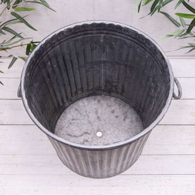 Annibells Large Galvanised Ribbed Metal Bucket Planter (741)